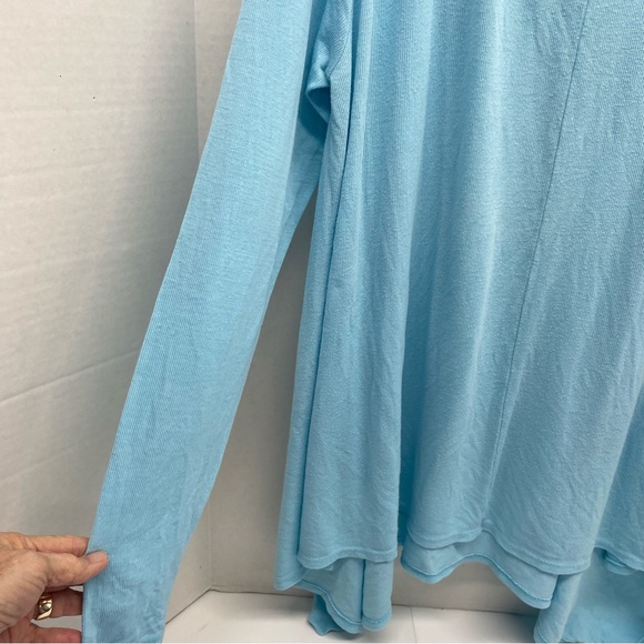 Fresh Produce Studio Tunic Blue Top Size M/L Handkerchief Hem Scoop Neck READ - Picture 3 of 8